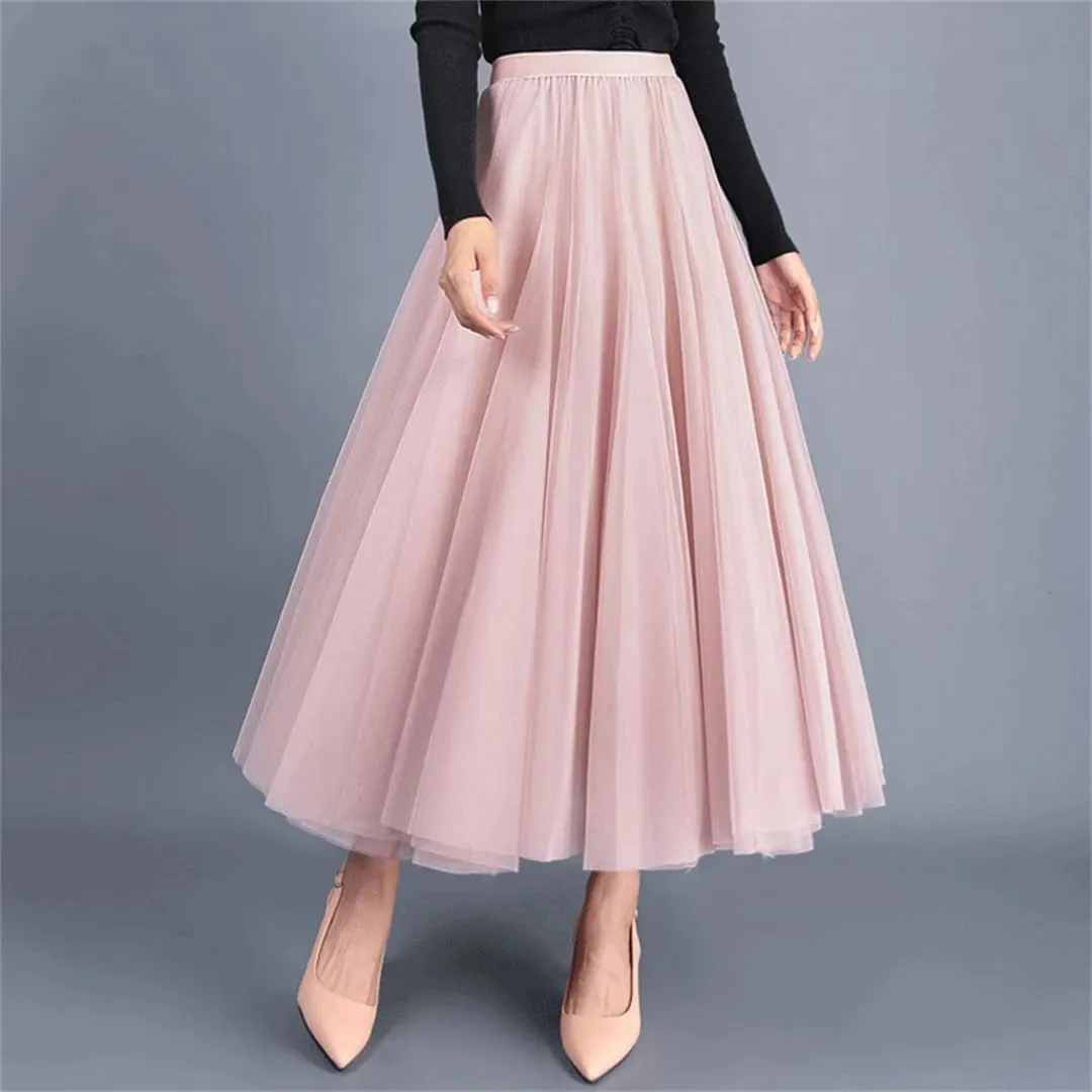 Maxi Long Skirt Spring Womens Summer Tulle Skirt Party Mesh A-Line Skirts