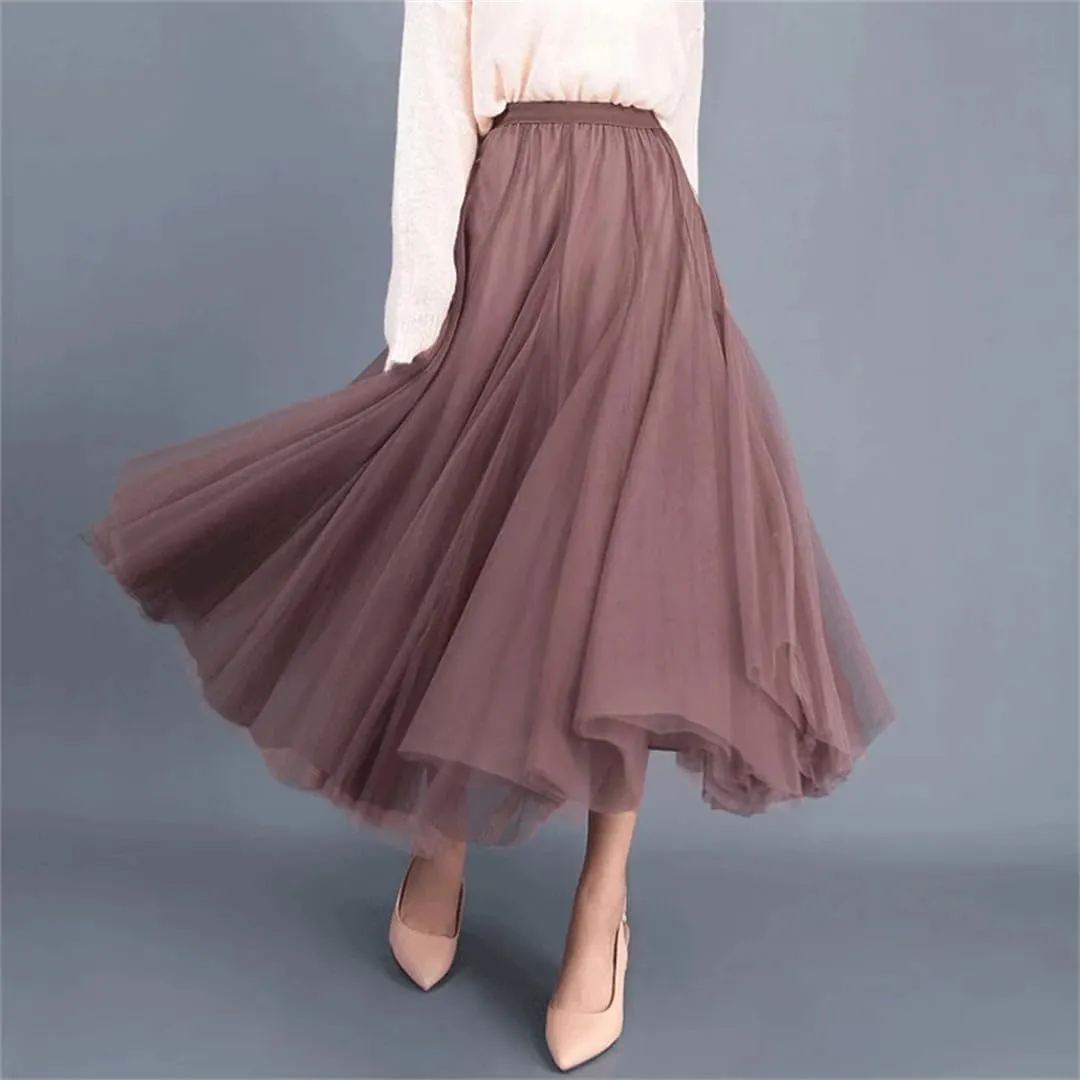 Maxi Long Skirt Spring Womens Summer Tulle Skirt Party Mesh A-Line Skirts