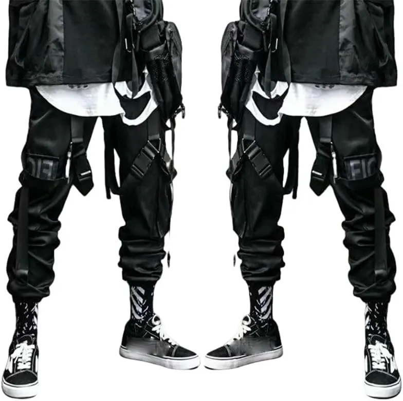 Men's American Style Distressed Pocket Harem Cargo Joggers Skinny Leg Casual