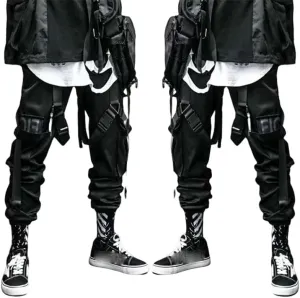 Men's American Style Distressed Pocket Harem Cargo Joggers Skinny Leg Casual