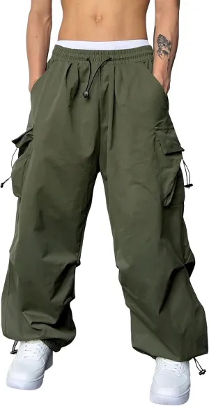 Mens Baggy Cargo Pants Trendy Casual Parachute Pants Plus Size Drawstring Sweatpants Loose Harem Joggers Streetwear