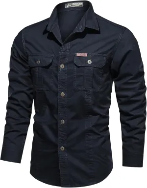 Mens Button Up Shirts Long Sleeve Cotton Summer Button-Down Casual T-Shirts Construction Big and Tall Dry Fit Shirt
