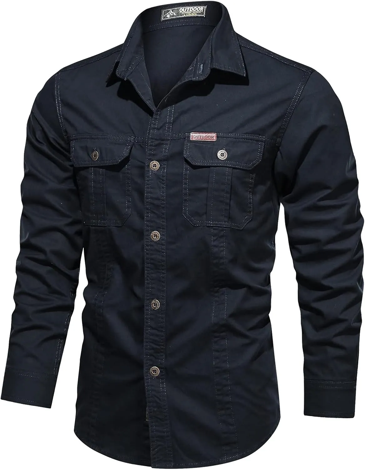 Mens Button Up Shirts Long Sleeve Cotton Summer Button-Down Casual T-Shirts Construction Big and Tall Dry Fit Shirt