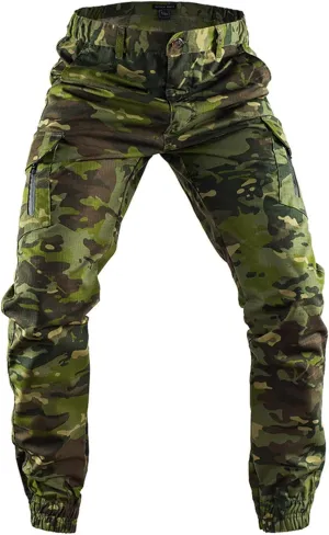Men's Camo Jogger Pants Military Army Combat Cargo Pants Leg-Bound Tapered Casual Camouflage Tactical Pants
