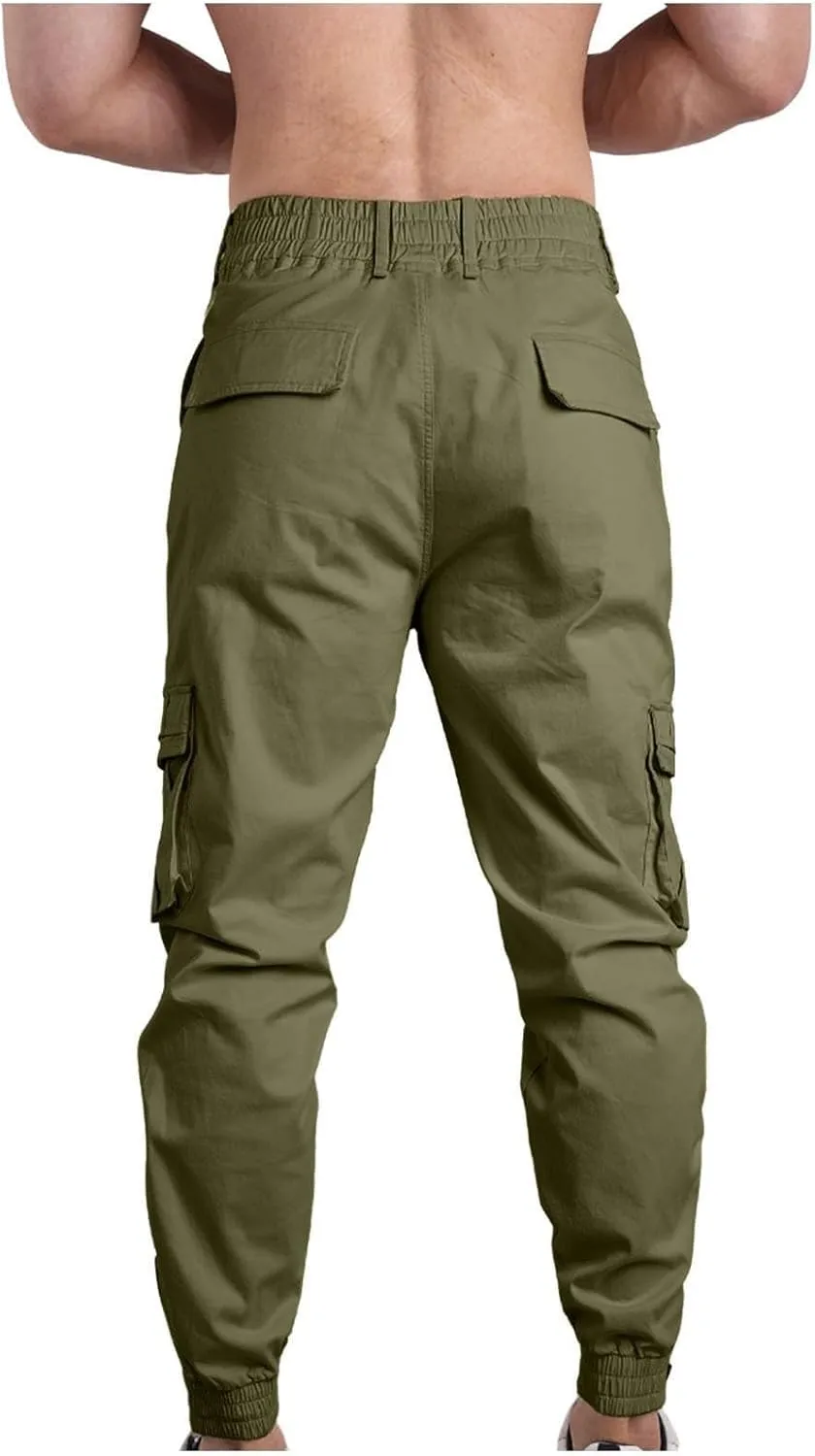 Men's Camo Jogger Pants Military Army Combat Cargo Pants Leg-Bound Tapered Casual Tactical Pants
