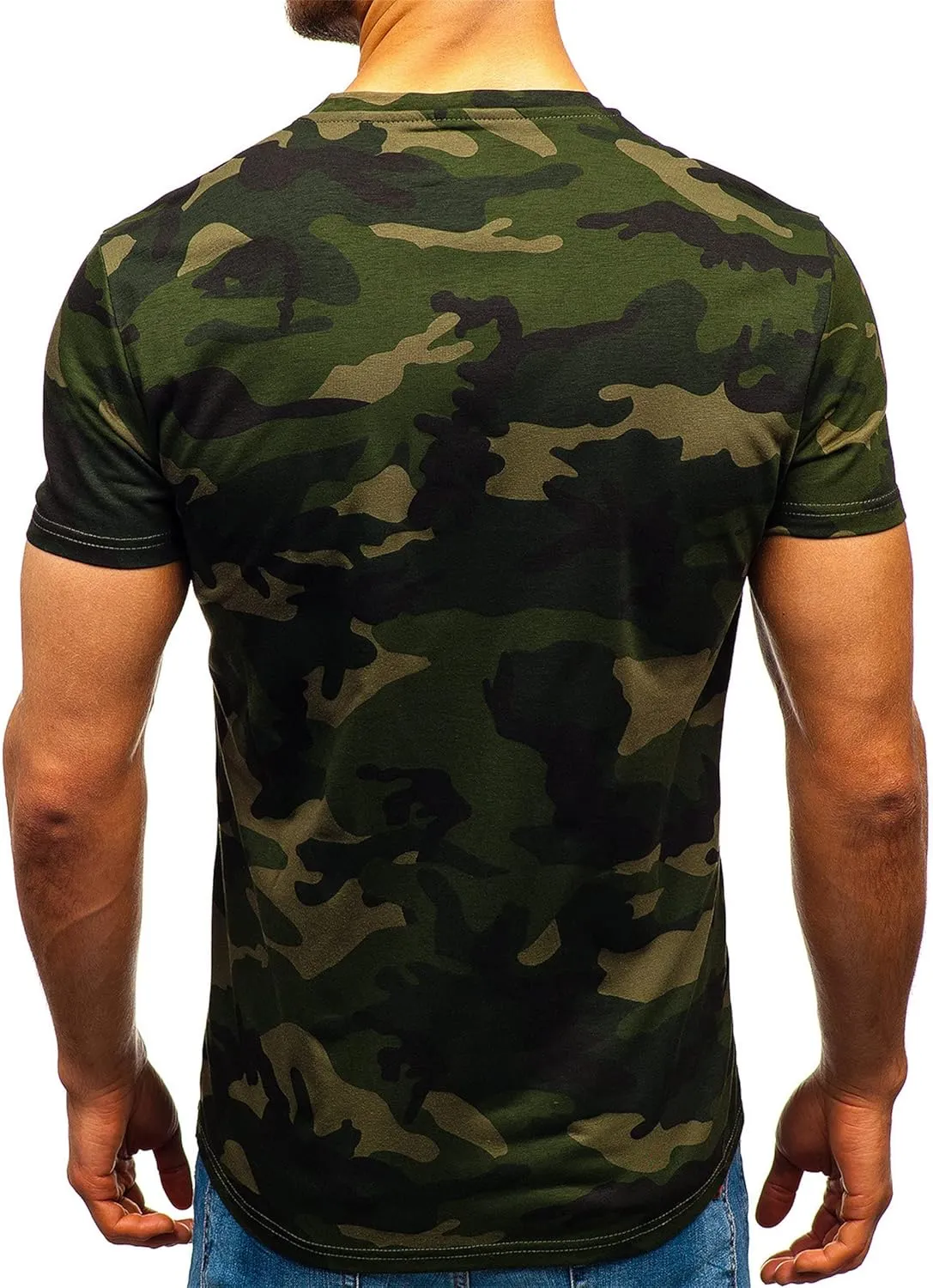 Mens Camouflage Short Sleeve T-Shirts Military Crewneck Camo Athletic Shirts Summer Lightweight Pullover Tops
