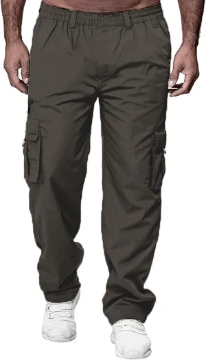 Mens Cargo Joggers Lightweight Tactical Hiking Sweatpants with Pockets Elastic Drawsting Relaxed Fit Workout Slacks