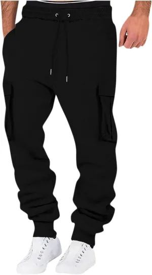 Mens Cargo Pants Relaxed Fit Pants Joggers Sweatpants Athletic Casual Workout Running Pants with Multi Pockets