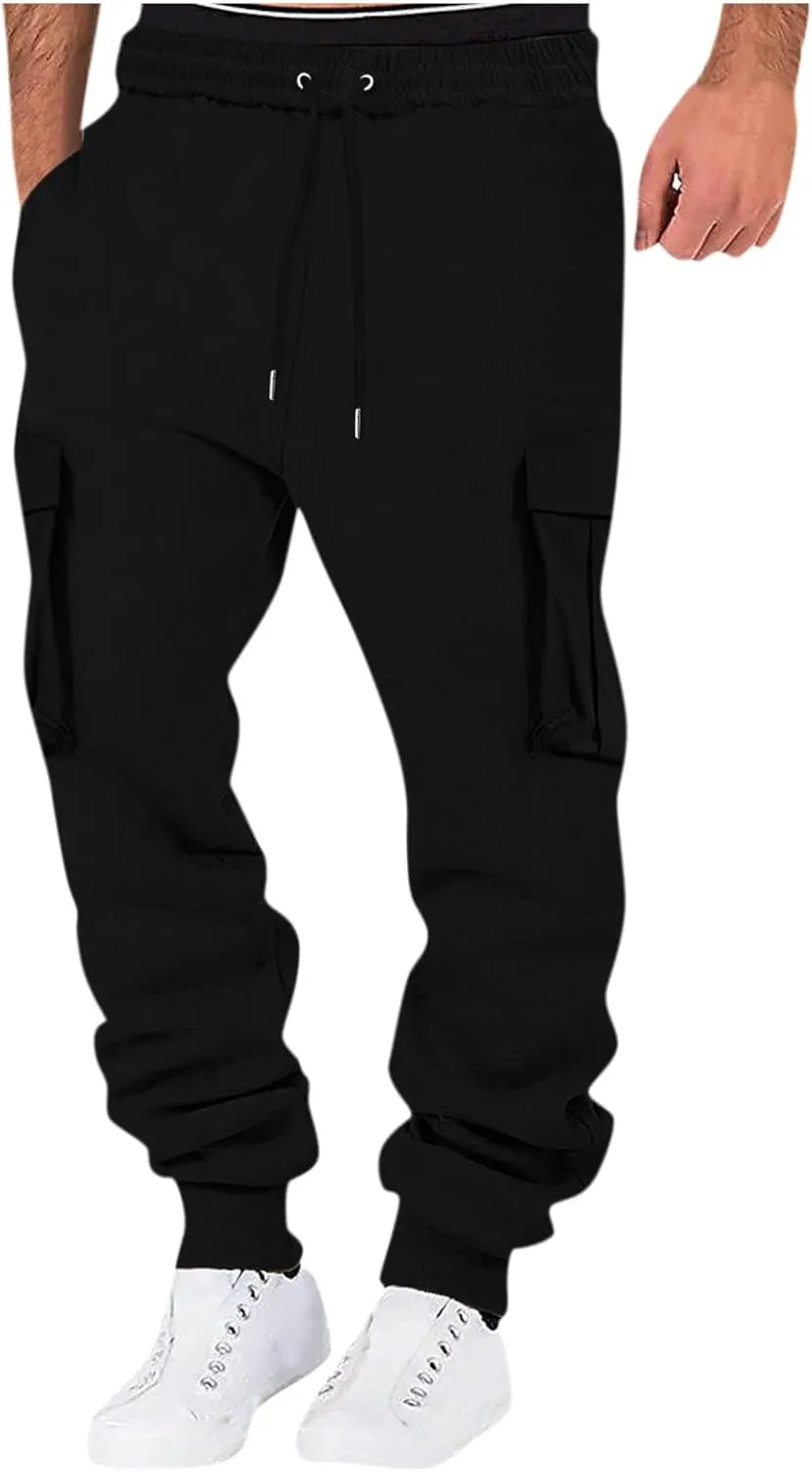 Mens Cargo Pants Relaxed Fit Pants Joggers Sweatpants Athletic Casual Workout Running Pants with Multi Pockets