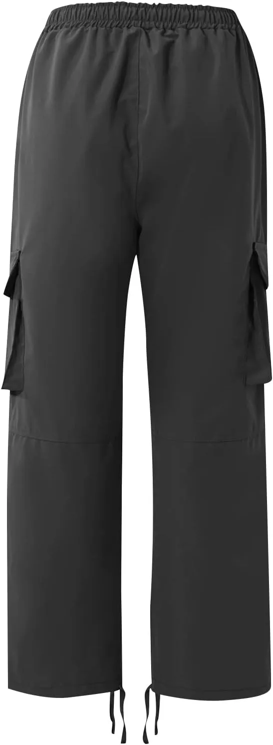 Men's Cargo Pants Relaxed fit Stretch Cargo Work Pants Drawstring Waist Straight Leg Lounge Pants with Multi Pockets