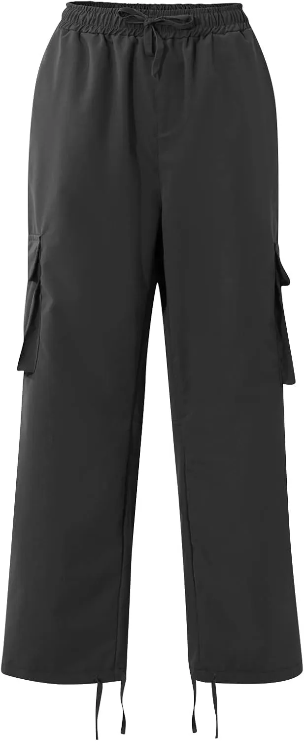 Men's Cargo Pants Relaxed fit Stretch Cargo Work Pants Drawstring Waist Straight Leg Lounge Pants with Multi Pockets