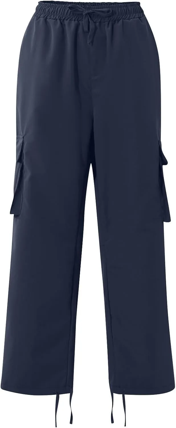 Men's Cargo Pants Relaxed fit Stretch Cargo Work Pants Drawstring Waist Straight Leg Lounge Pants with Multi Pockets