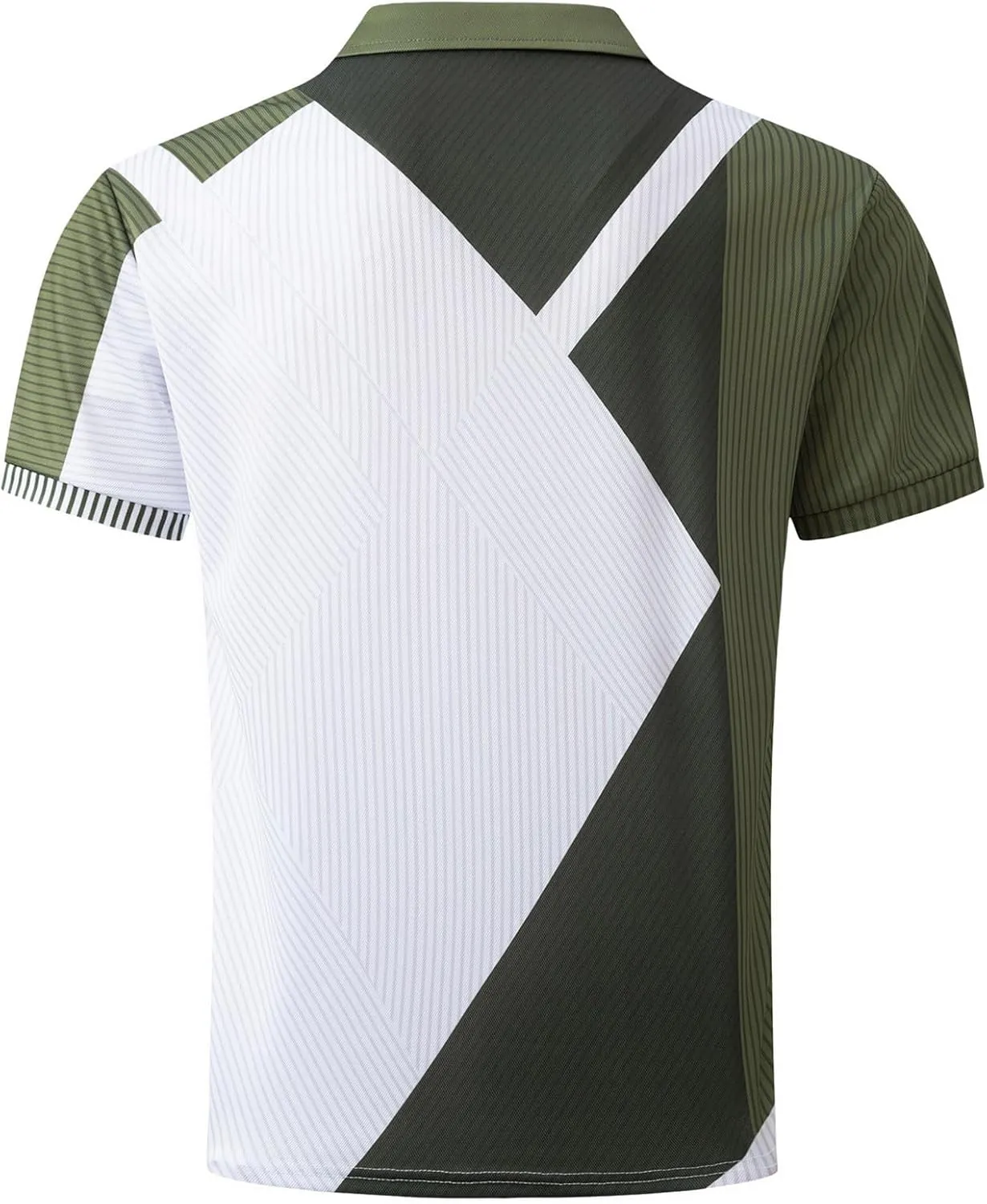 Mens Casual Polo T Shirt Zipper Button Pullover Tops Patchwork Short Sleeve Blouse Classic Golf Shirt