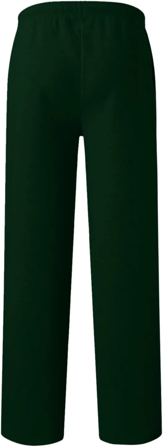 Mens Fleece Sweatpants Open Bottom Joggers Straight Leg Running Casual Loose Fit Athletic Pants with Pockets