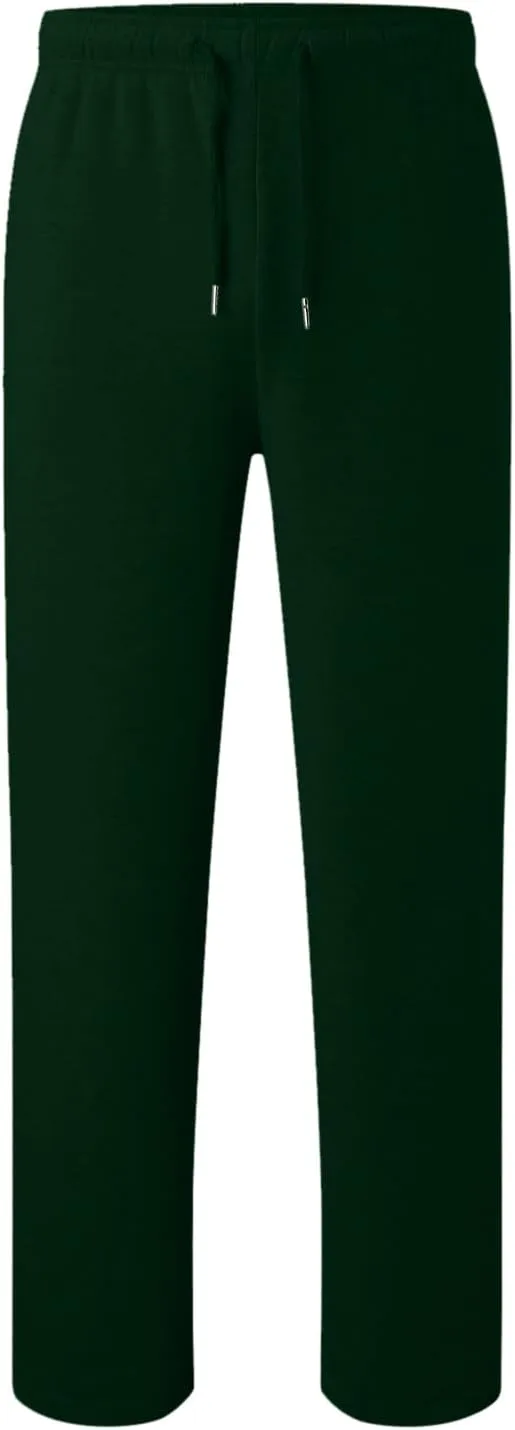 Mens Fleece Sweatpants Open Bottom Joggers Straight Leg Running Casual Loose Fit Athletic Pants with Pockets