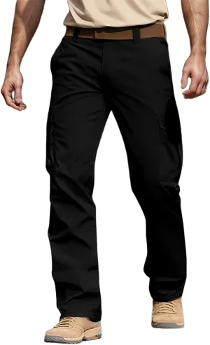 Men's Flex Ripstop Tactical Pants, Water Resistant Stretch Cargo Pants, Lightweight Hiking Work Pant with Multi Pockets