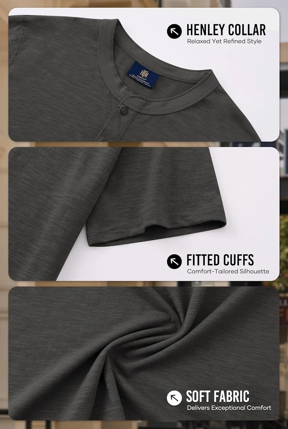 Mens Henley Shirts Casual Stretch Solid Color Short Sleeve T-Shirts (S-XXL)