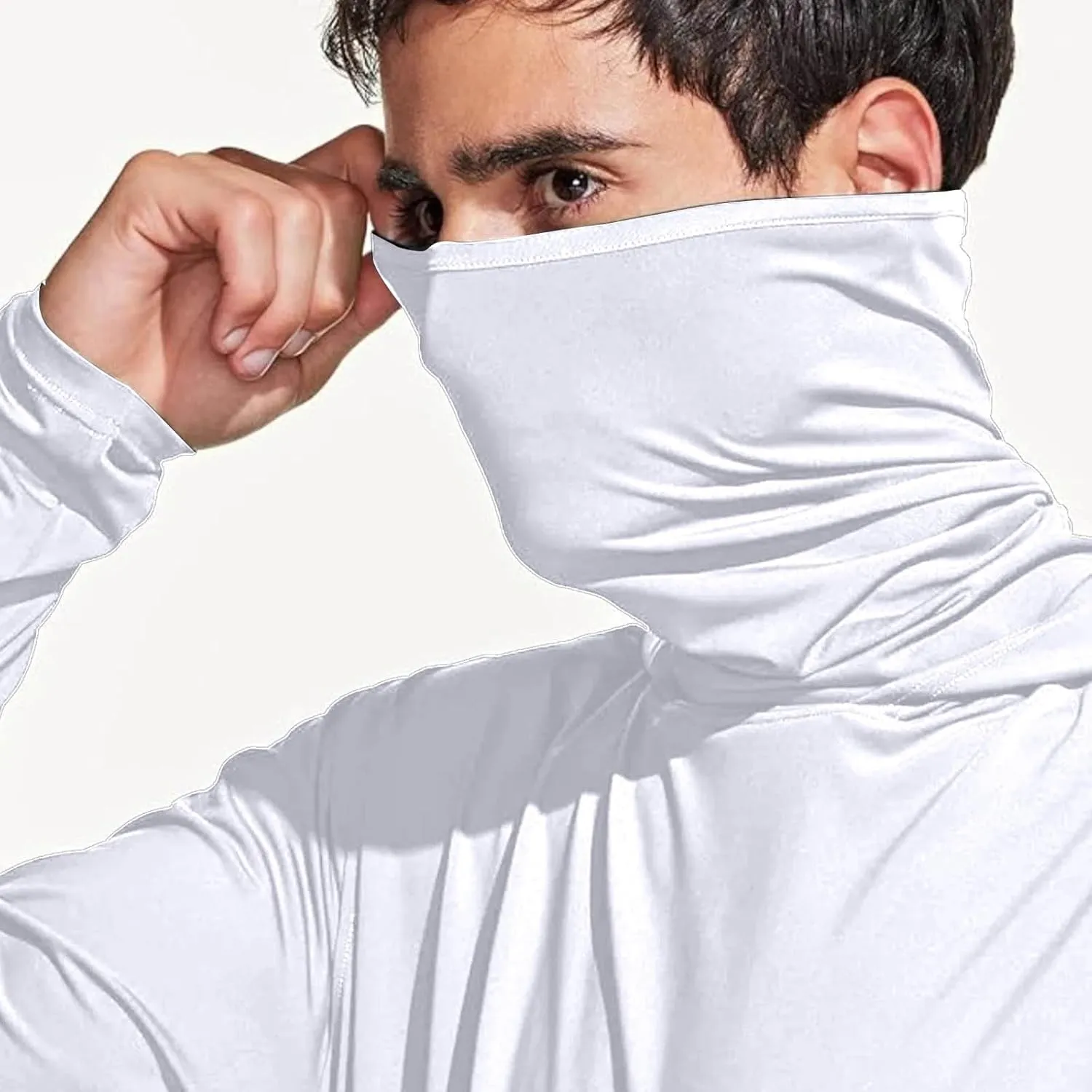 Men's Hooded Sun Protection T Shirts Long Sleeve UV Rash Guard Fishing Shirts Lightweight Quick Dry Athletic Hoodies