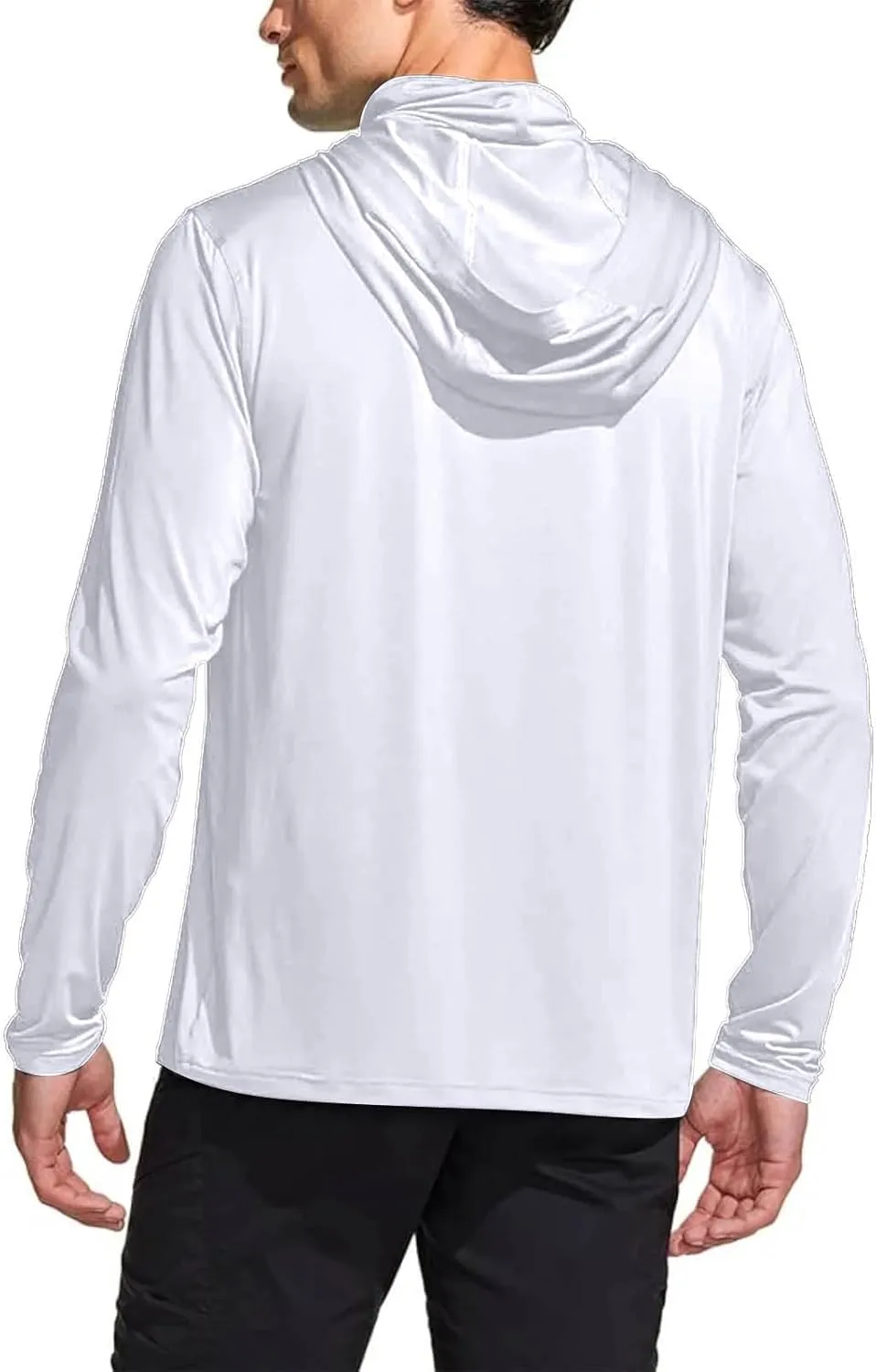 Men's Hooded Sun Protection T Shirts Long Sleeve UV Rash Guard Fishing Shirts Lightweight Quick Dry Athletic Hoodies