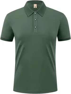 Mens Ice Silk Polo Shirt High-End T-Shirt Solid Color Short Sleeve Non-Marking Casual Lapels Business Thin Menswear