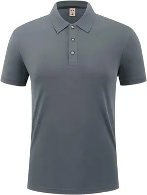 Mens Ice Silk Polo Shirt High-End T-Shirt Solid Color Short Sleeve Non-Marking Casual Lapels Business Thin Menswear