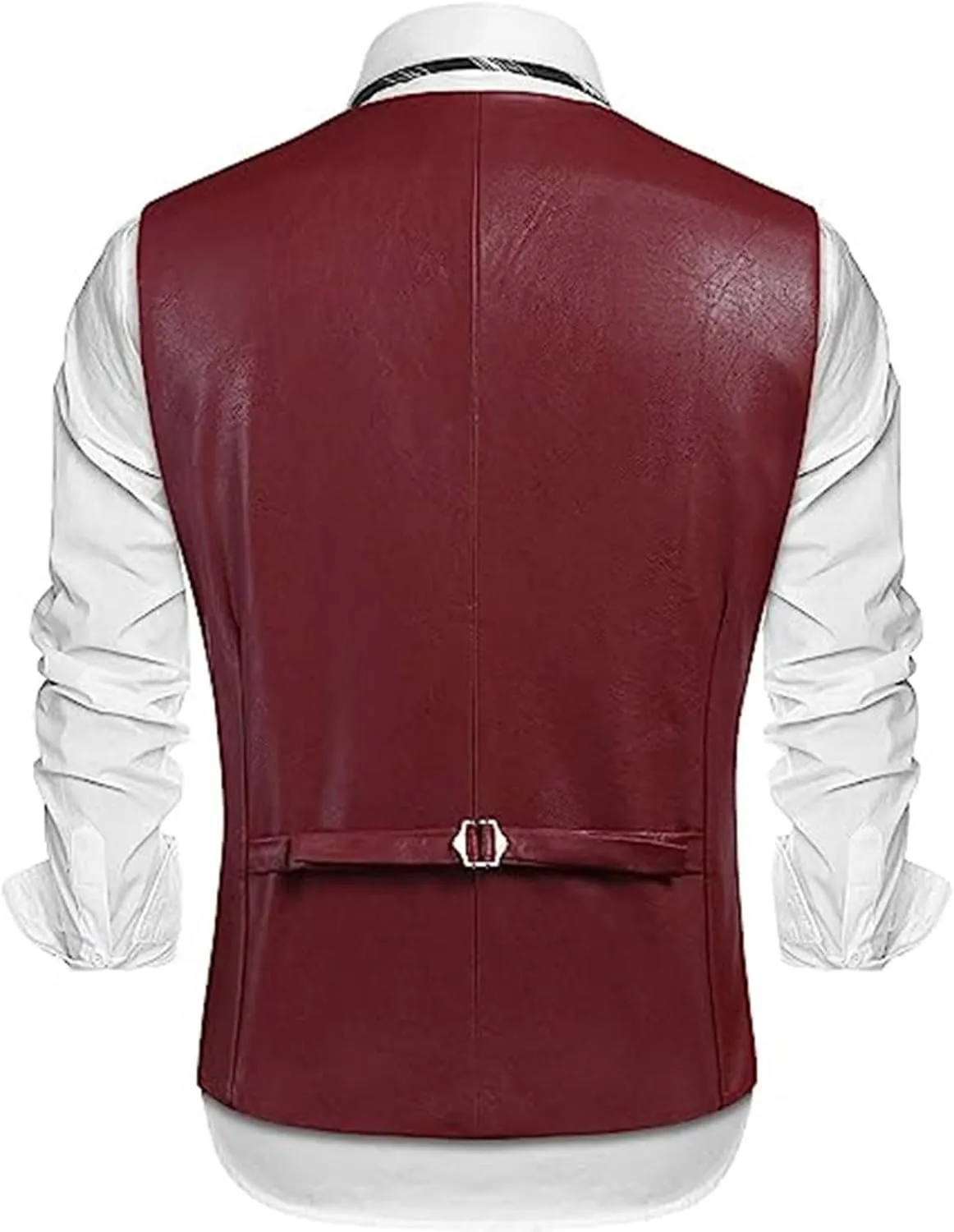 Men's Leather Suit Vest Casual Slim Fit Western Cowboy Suit Vest Jacket Club Style Motorcycle Protective Coat Vest
