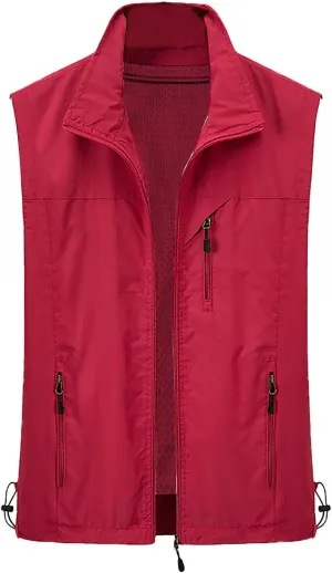 Men's Lightweight Windproof Vest Casual Full Zip Sleeveless Jacket Hiking Travel Running Sports Golf Outerwear