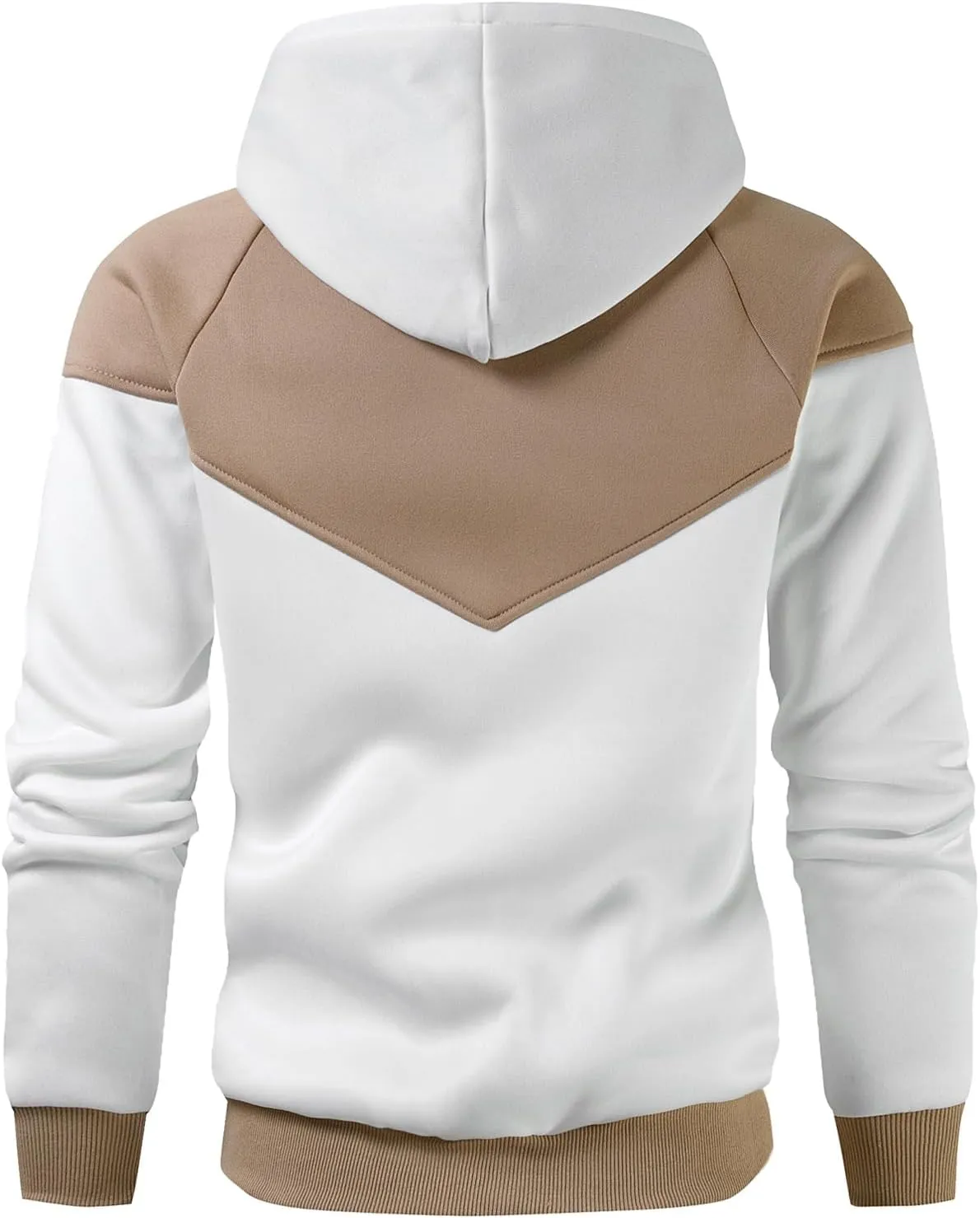 Men's Midweight Fleece Pullover Hoodies Casual Color Block Hooded Sweatshirt with Pockets