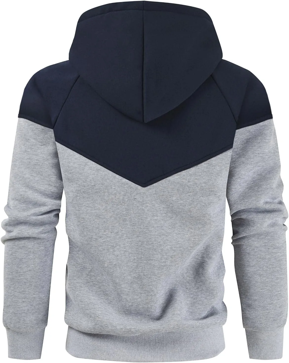 Men's Midweight Fleece Pullover Hoodies Casual Color Block Hooded Sweatshirt with Pockets