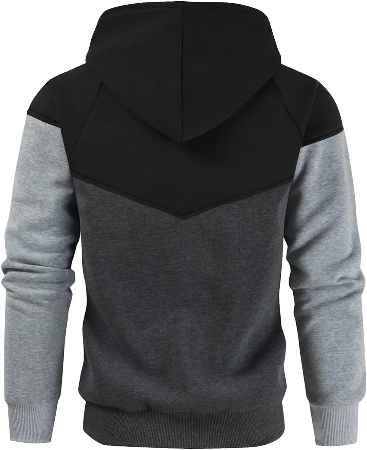 Men's Midweight Fleece Pullover Hoodies Casual Color Block Hooded Sweatshirt with Pockets