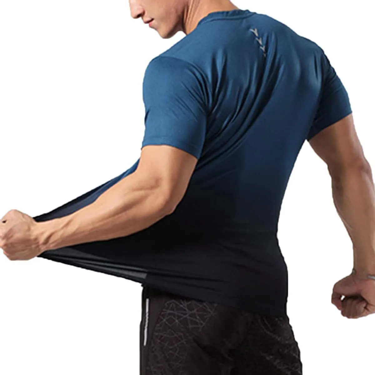 Mens Muscle Elastic Spandex Lightweight Workout Short Sleeve T-Shirts Gym Sweat Tee T61T62