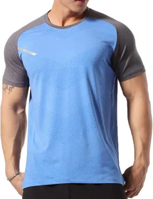 Mens Muscle Elastic Spandex Lightweight Workout Short Sleeve T-Shirts Gym Sweat Tee T61T62