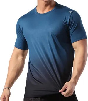 Mens Muscle Elastic Spandex Lightweight Workout Short Sleeve T-Shirts Gym Sweat Tee T61T62