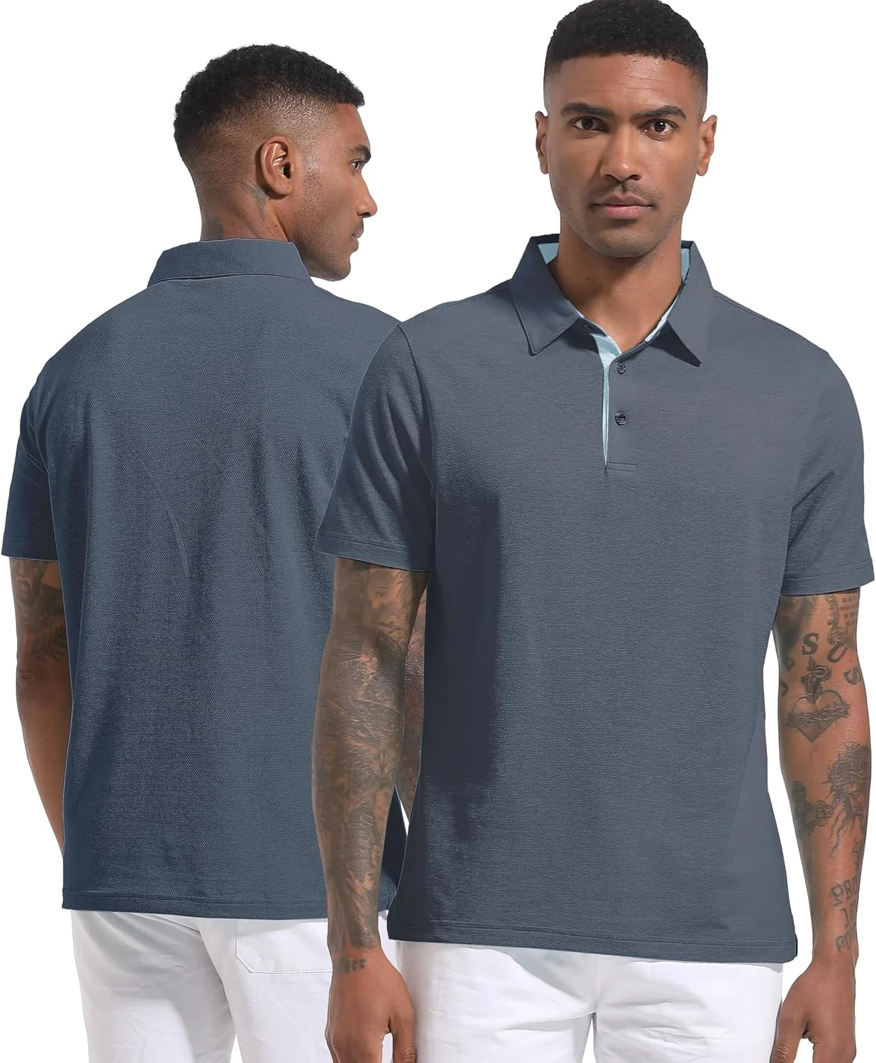 Men's Polo Shirts Short Sleeve Cotton Blend Moisture Wicking Dry Fit Performance Collared Golf Shirts for Men