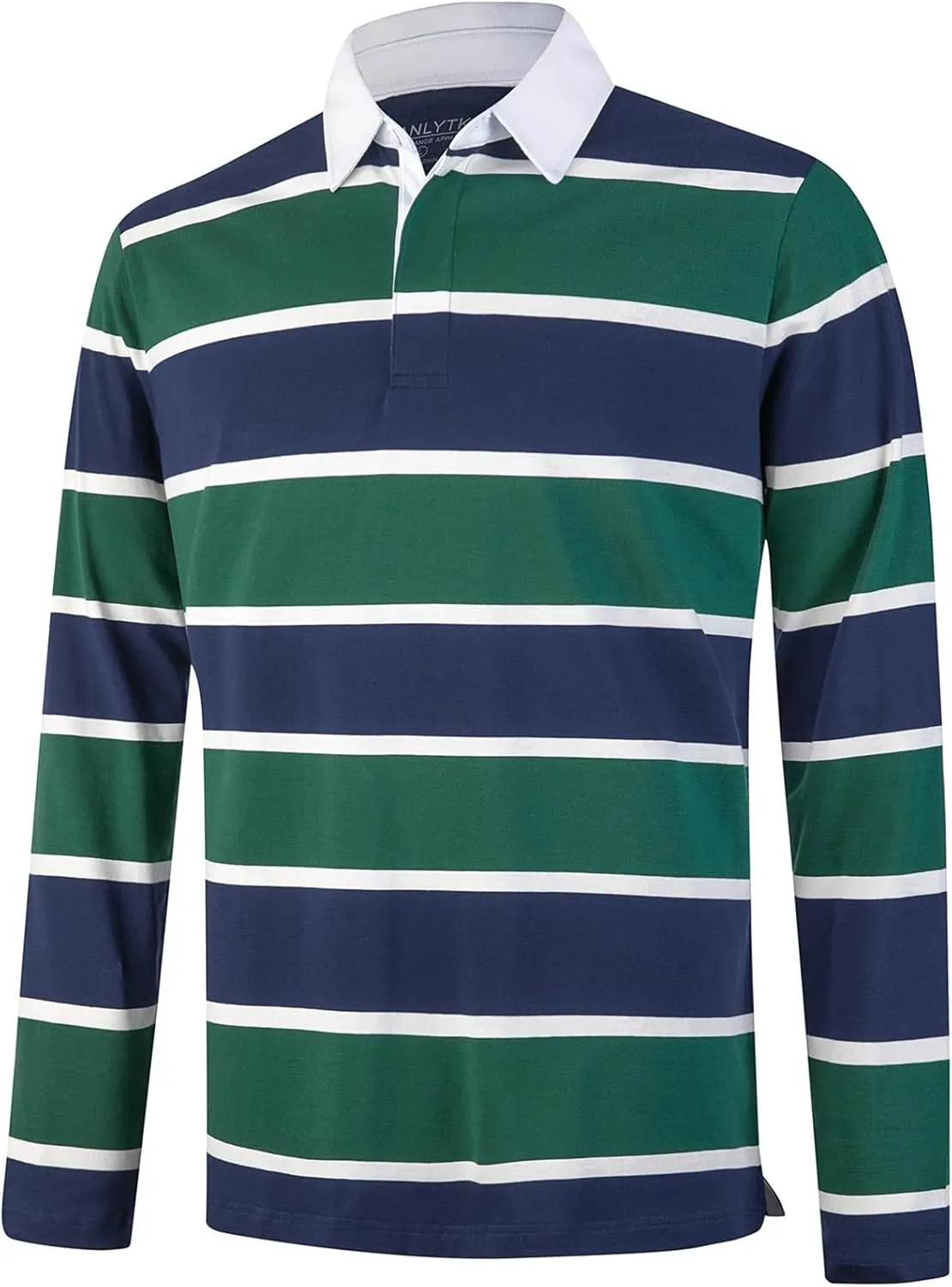 Mens Polo Shirts Striped Cotton Moisture Wicking Classic Collared Casual Golf Shirts for Men