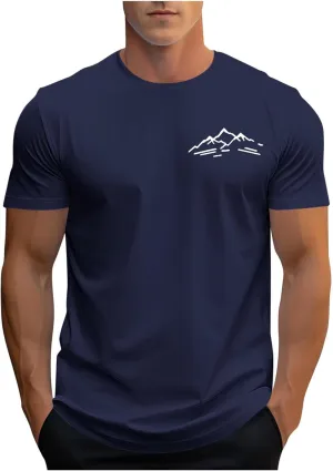 Men's Short Sleeve T-Shirts Mountain Graphic Tees Summer Beach Cotton Tshirts Casual Blouse Tops