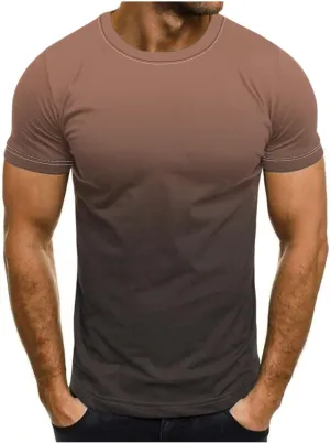 Mens T Shirts Casual Short Sleeve Crewneck Pullover Shirts Vintage Gradient Graphic Tees Summer Athletic Tunic Blouse