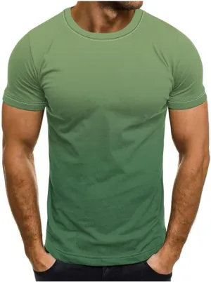 Mens T Shirts Casual Short Sleeve Crewneck Pullover Shirts Vintage Gradient Graphic Tees Summer Athletic Tunic Blouse