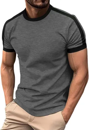 Men's T-Shirts Short Sleeve Crewneck Casual Sport Tee Trendy Colorblock Baseball Shirt Workout Muscle Top Big & Tall