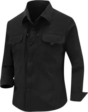Men's Tactical Shirts Quick Dry UV Protection Breathable Long Sleeve Hiking Fishing Button Shirts Fall Clothes
