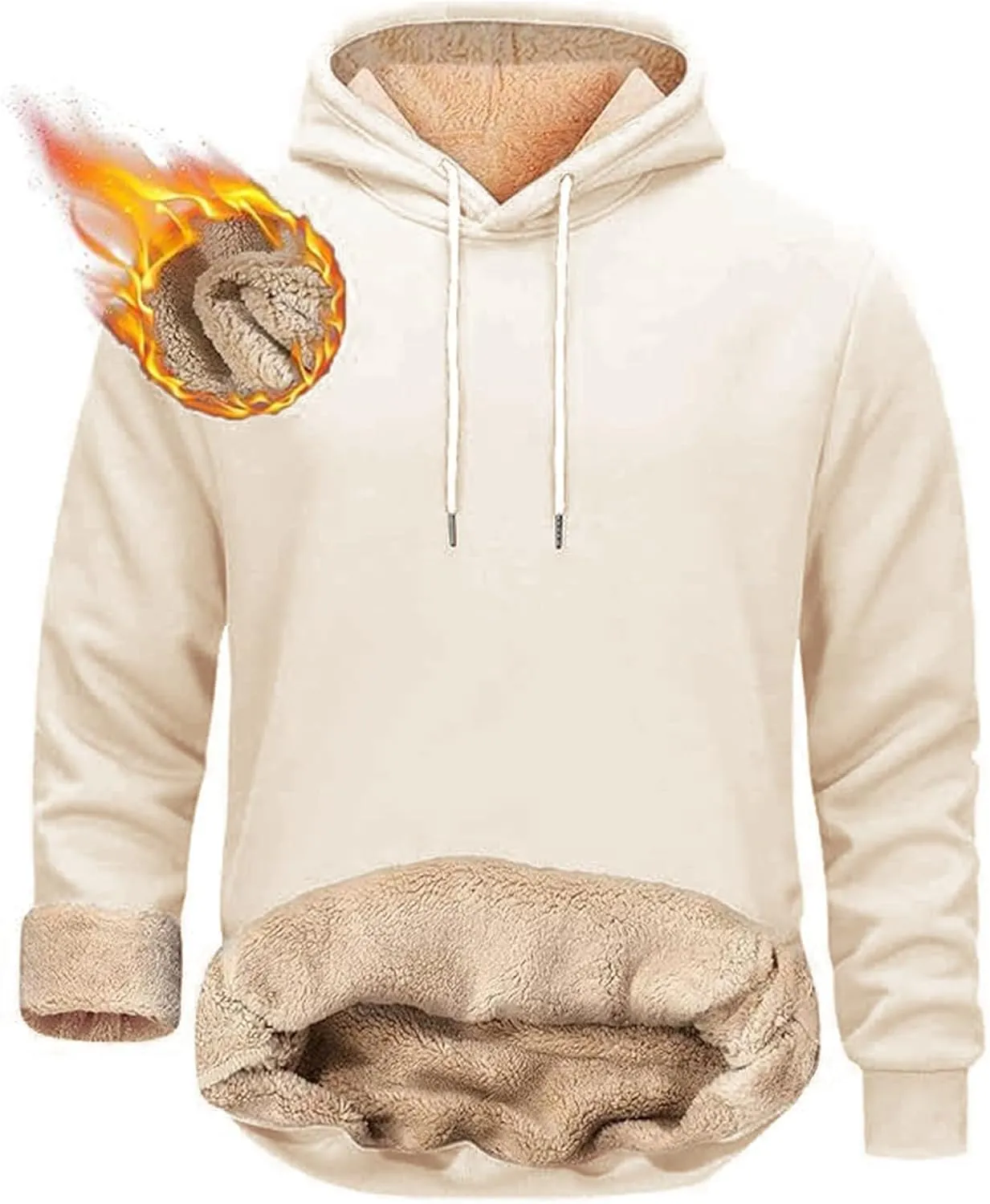 Men'S Winter Fleece Lined Hoodie Thick Thermal Sweatshirt Heavyweight Warm Hooded Pullovers Long Sleeve Outerwear