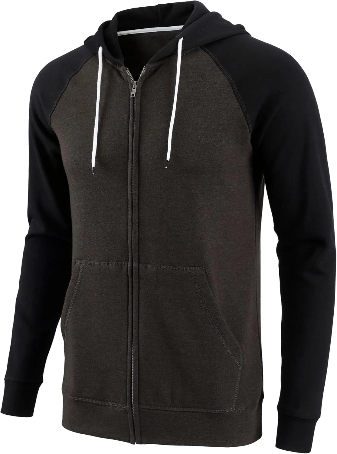 Mens Zip Up Hoodies Athletic Casual Fleece Hoodie Classic Fit Jacket Midweight Cotton Drawstring with Pocket