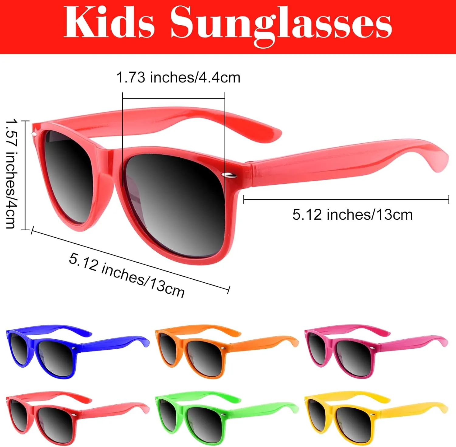 MIAHART Kids Sunglasses Bulk Neon Colors Party Glasses Favors for Boys and Girls Summer Beach Pool Party