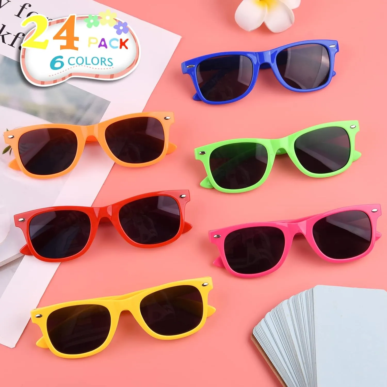 MIAHART Kids Sunglasses Bulk Neon Colors Party Glasses Favors for Boys and Girls Summer Beach Pool Party
