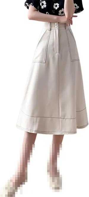 Mid-Length Chiffon Skirt for Women,high-Waist Long A-line Flared Skirt,Summer