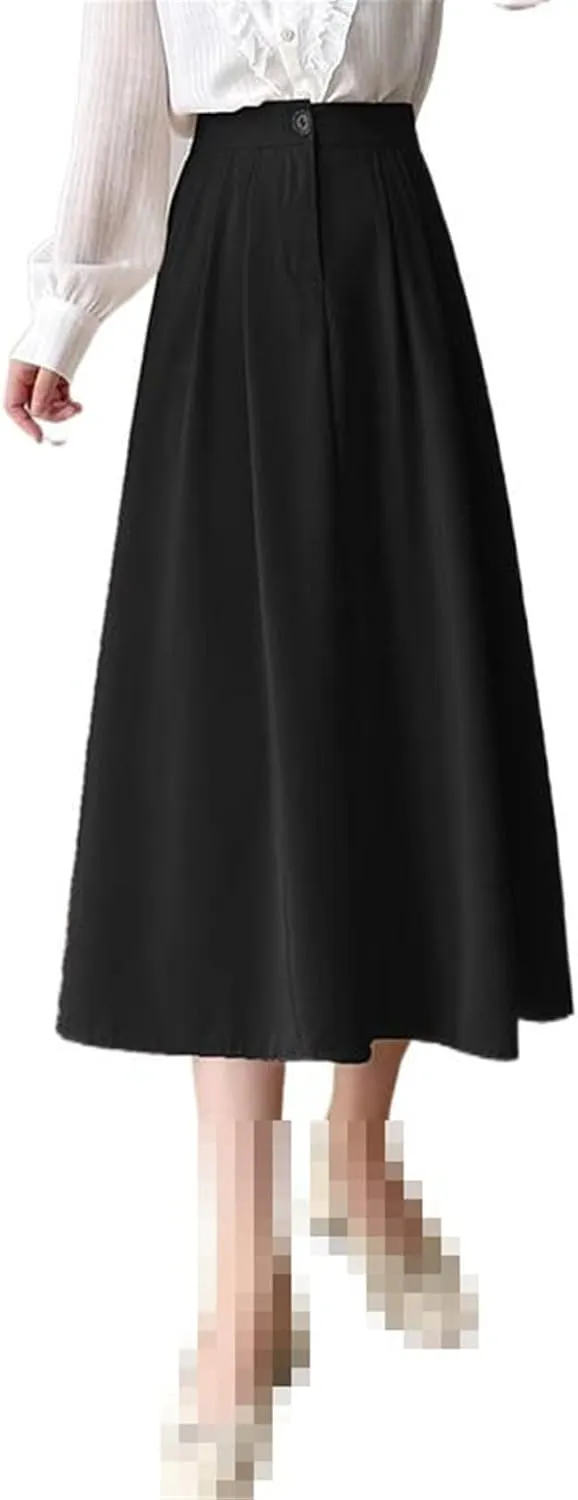 Mid-Length high-Waist Flared Hong Kong-Style Chiffon Skirt for Women,Spring,A-line Skirt