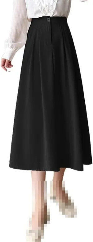Mid-Length high-Waist Flared Hong Kong-Style Chiffon Skirt for Women,Spring,A-line Skirt