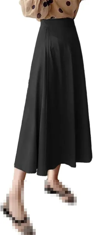 Mid-Length high-Waist Skirt for Women,Summer,A-line Elastic Waist Flared Skirt