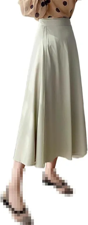 Mid-Length high-Waist Skirt for Women,Summer,A-line Elastic Waist Flared Skirt