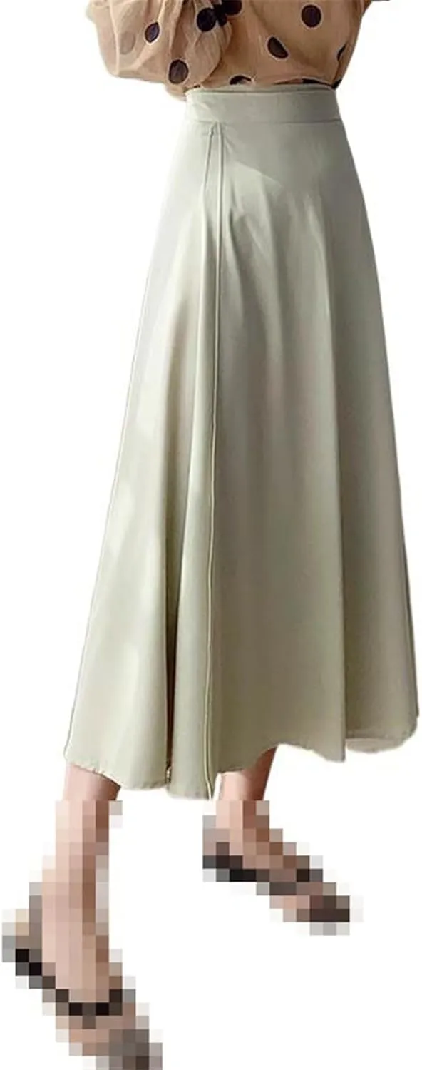 Mid-Length high-Waist Skirt for Women,Summer,A-line Elastic Waist Flared Skirt